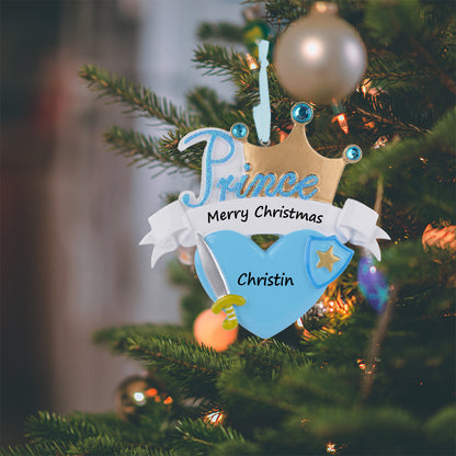 Personalized Blue Prince Crown Ornament