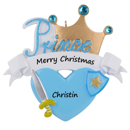 Personalized Blue Prince Crown Ornament