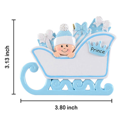 Personalized Blue Prince Sleigh Baby’s 1st Christmas Ornament