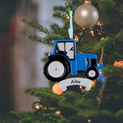Personalized Blue Tractor Ornament