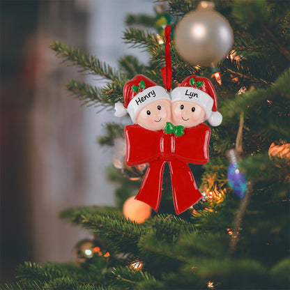 Personalized Bow Family of 2 Ornament