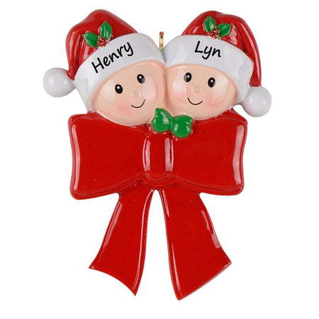Personalized Bow Family of 2 Ornament