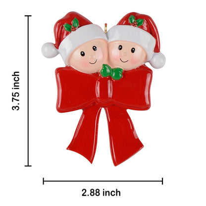 Personalized Bow Family of 2 Ornament