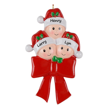 Personalized Bow Family of 3 Ornament