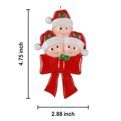Personalized Bow Family of 3 Ornament