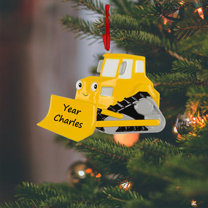 Personalized Bulldozer Christmas Ornament