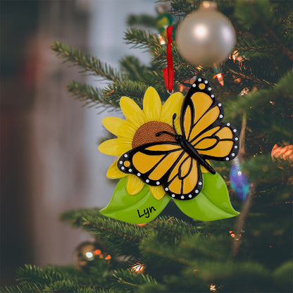 Personalized Butterfly Christmas Ornament – Sunflower Butterfly Keepsake Ornament