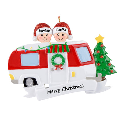 Personalized RV Family of 2 Christmas Ornament