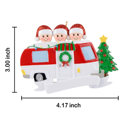 Personalized RV Family of 3 Christmas Ornament