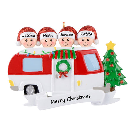 Personalized RV Family of 4 Christmas Ornament