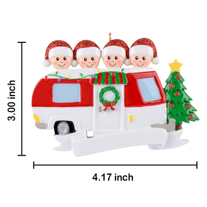 Personalized RV Family of 4 Christmas Ornament