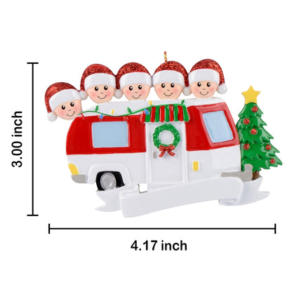 Personalized RV Family of 5 Christmas Ornament