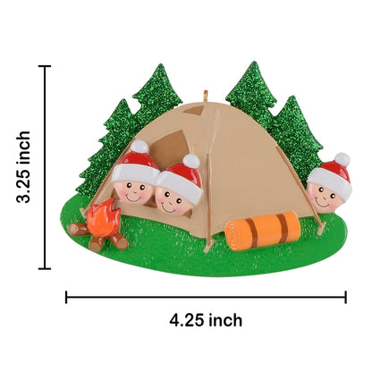 Personalized Camping Family of 3 Ornament
