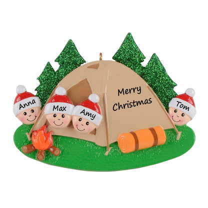 Personalized Camping Family of 4 Ornament