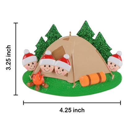 Personalized Camping Family of 4 Ornament