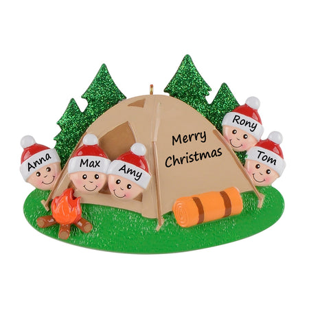 Personalized Camping Family of 5 Ornament