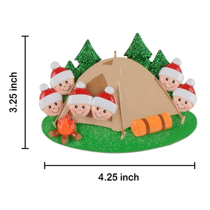 Personalized Camping Family of 6 Ornament
