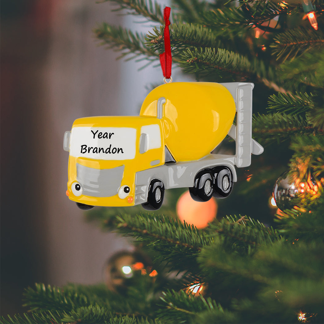 Personalized Cement Truck Christmas Ornament