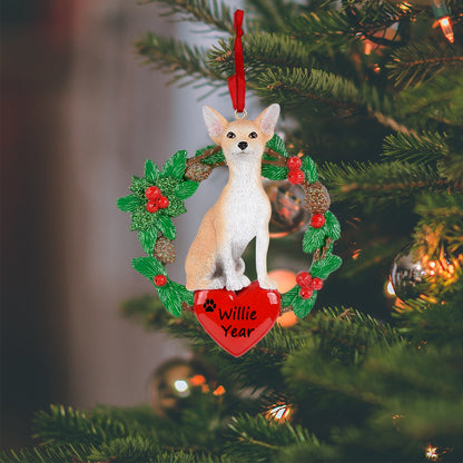Personalized Chihuahua Christmas Wreath Ornament