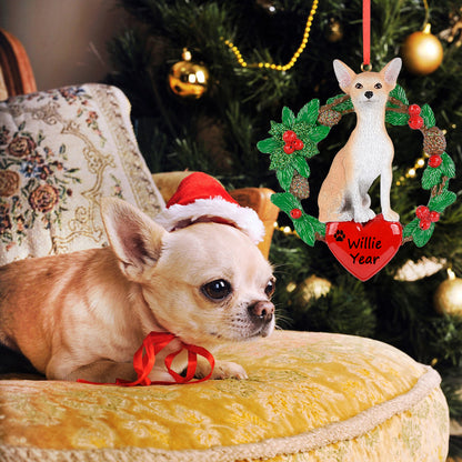 Personalized Chihuahua Christmas Wreath Ornament