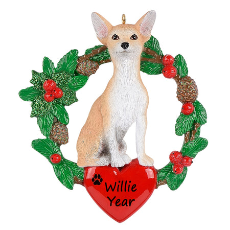 Personalized Chihuahua Christmas Wreath Ornament