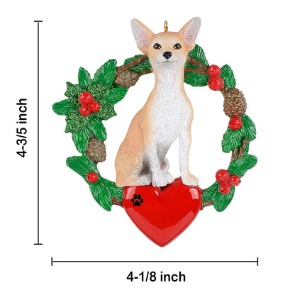 Personalized Chihuahua Christmas Wreath Ornament