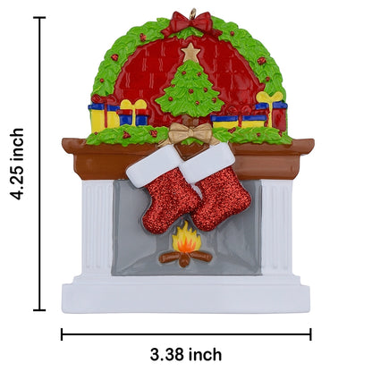 Personalized Classic Fireplace Stocking Family of 2 Christmas Ornament