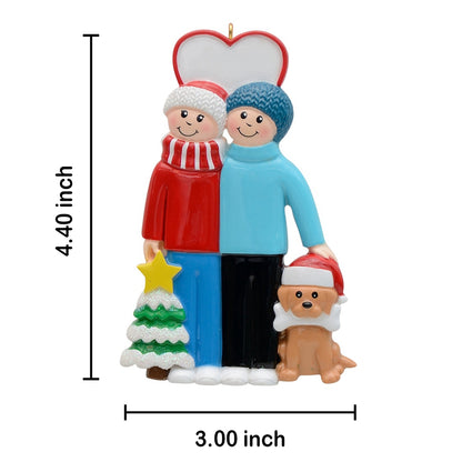 Personalized Couple with Dog Ornament
