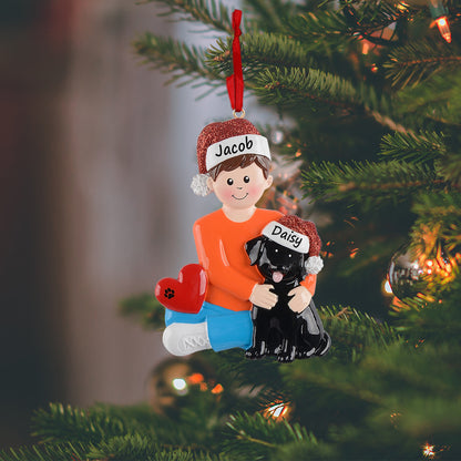 Personalized Dog Dad Black Dog Christmas Ornament