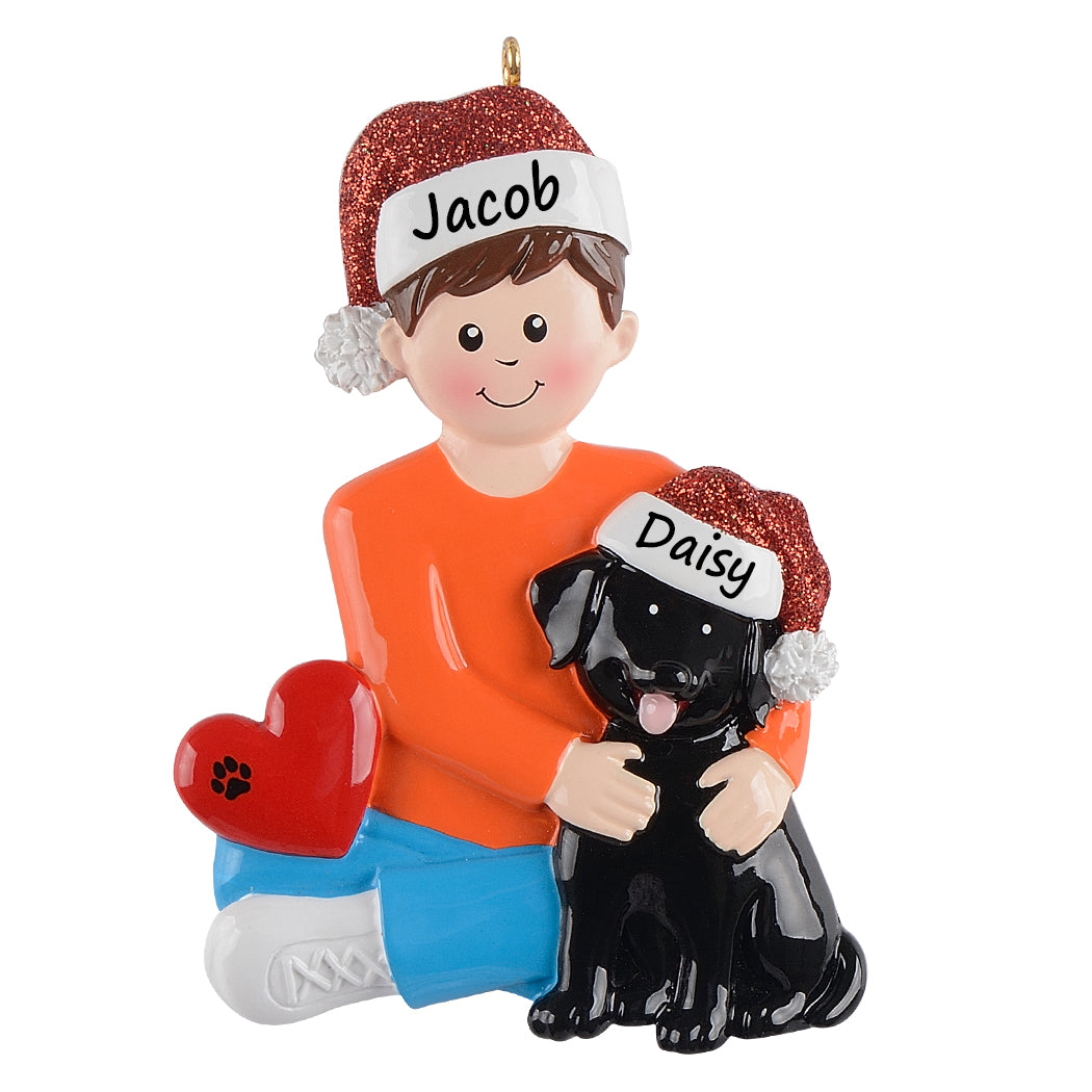 Personalized Dog Dad Black Dog Christmas Ornament