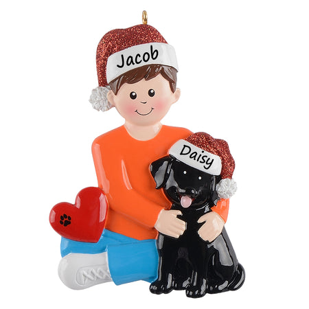 Personalized Dog Dad Black Dog Christmas Ornament