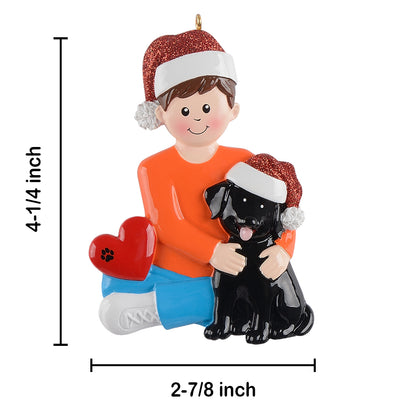 Personalized Dog Dad Black Dog Christmas Ornament