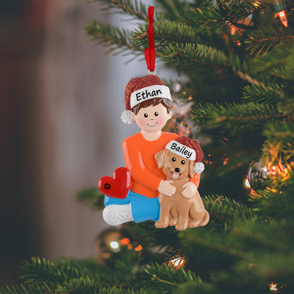 Personalized Dog Dad Brown Dog Christmas Ornament