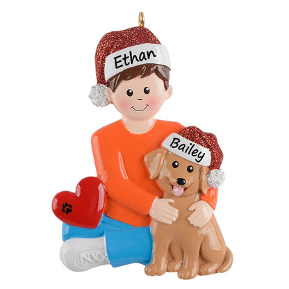Personalized Dog Dad Brown Dog Christmas Ornament