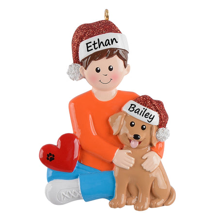 Personalized Dog Dad Brown Dog Christmas Ornament