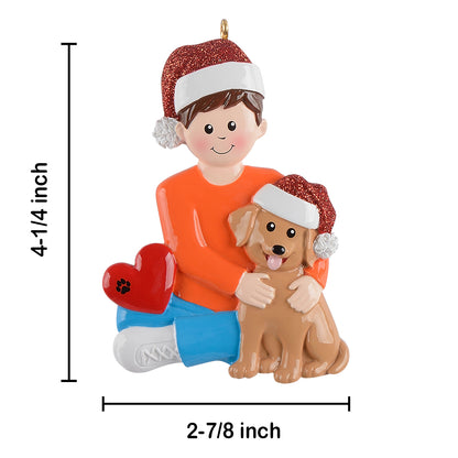 Personalized Dog Dad Brown Dog Christmas Ornament