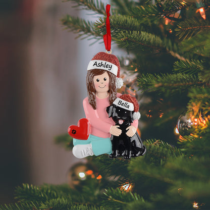 Personalized Dog Mom Black Dog Christmas Ornament