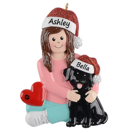 Personalized Dog Mom Black Dog Christmas Ornament