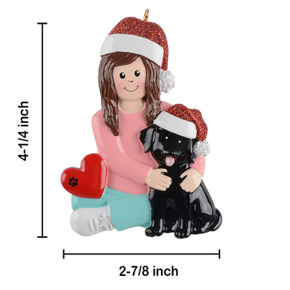 Personalized Dog Mom Black Dog Christmas Ornament