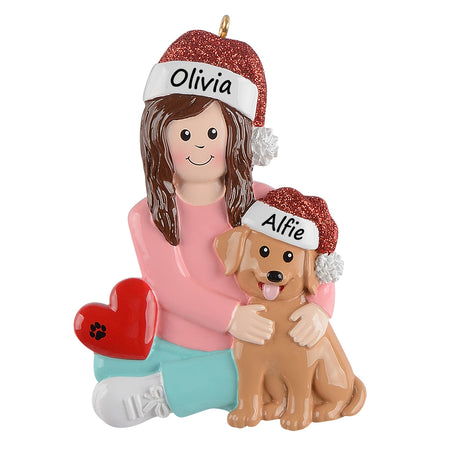 Personalized Dog Mom Brown Dog Christmas Ornament