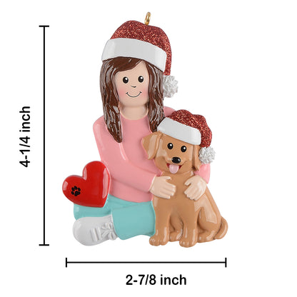 Personalized Dog Mom Brown Dog Christmas Ornament