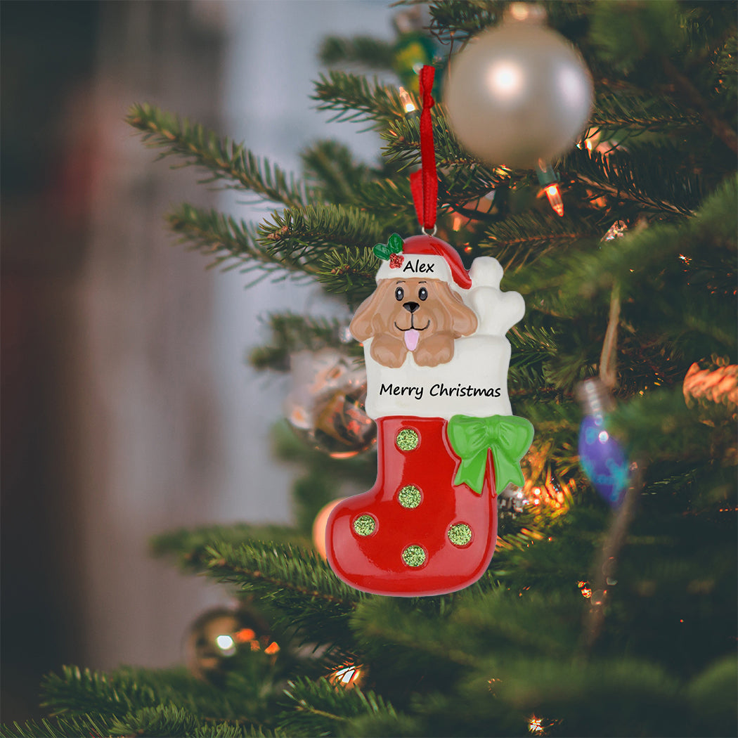 Personalized Dog Christmas Stocking Ornament