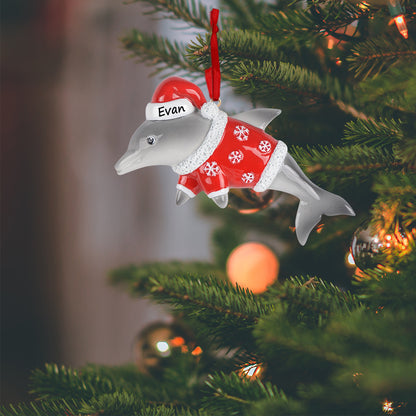 Personalized Christmas Dolphin Ornament