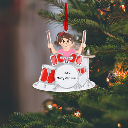 Personalized Drum Girl Ornament