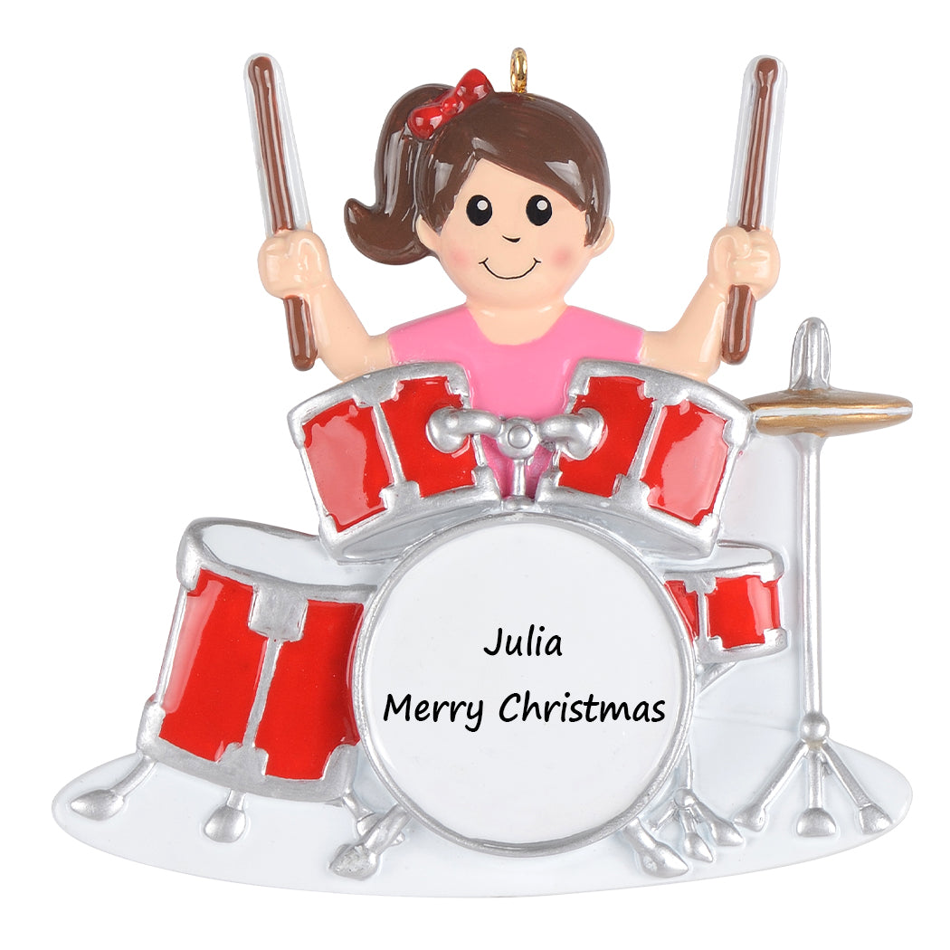 Personalized Drum Girl Ornament