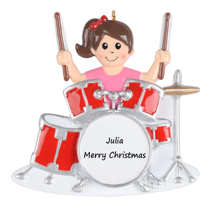 Personalized Drum Girl Ornament