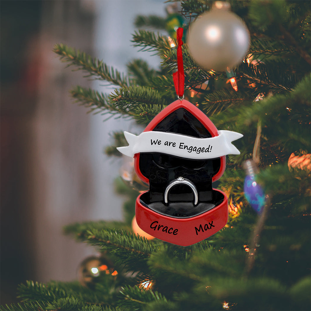 Personalized Engaged Ring Box Ornament