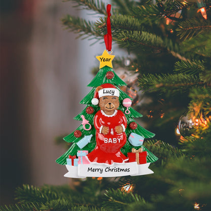 Personalized Expecting Bear Family of 1 Christmas Ornament