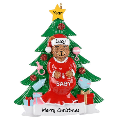 Personalized Expecting Bear Family of 1 Christmas Ornament