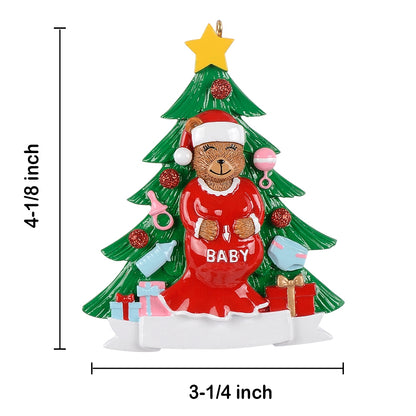 Personalized Expecting Bear Family of 1 Christmas Ornament